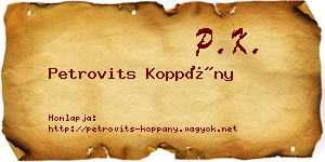 Petrovits Koppány névjegykártya